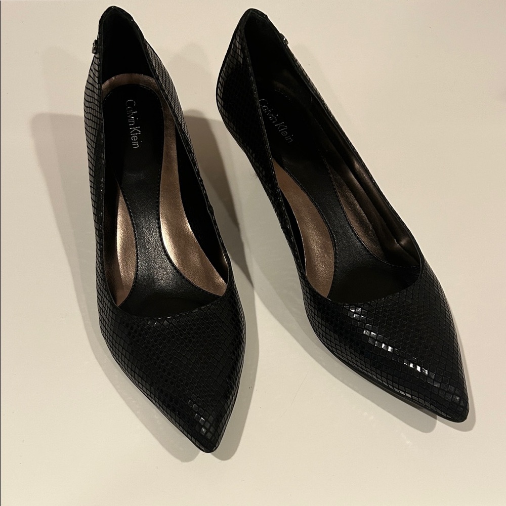 Calvin Klein Black Textured Heels